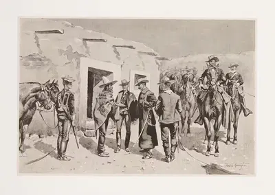 United States cavalry hunting for Garza on the Rio Grande by Frederic Remington, 1892 — digital art print download