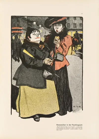 Stossseufzer in der Faschingszeit by Eduard Thöny, 1901 — digital art print download