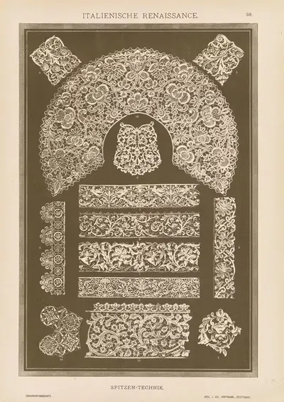 Итальянское Возрождение – Spitzen-Technik by Генрих Дольметш, 1887 — digital art print download