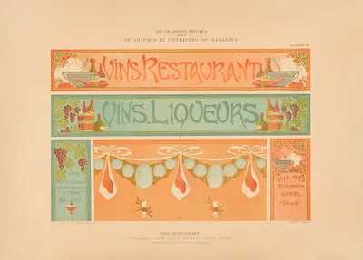 Vins, Restaurant, Liqueurs by Henry Guédy, 1905 — digital art print download