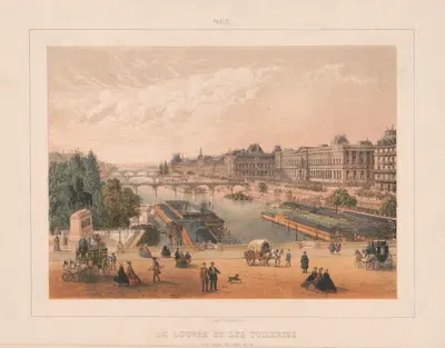Париж. Лувр и Тюильри, вид с Нового моста by Шарль Ривьер, 1870-1879 — digital art print download