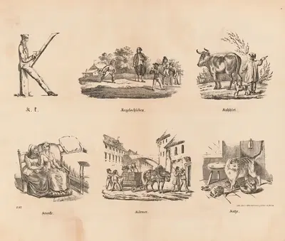 Самое большое изображение алфавита. К by Теодор Хоземанн, 1828 — digital art print download
