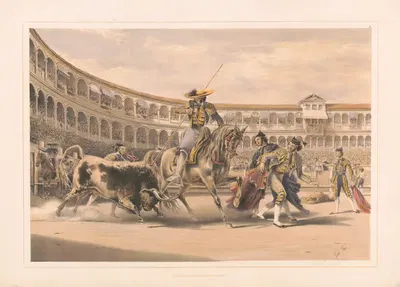Бык, нападающий на пикатора by Уильям Генри Лейк Прайс, 1860-1870 — digital art print download