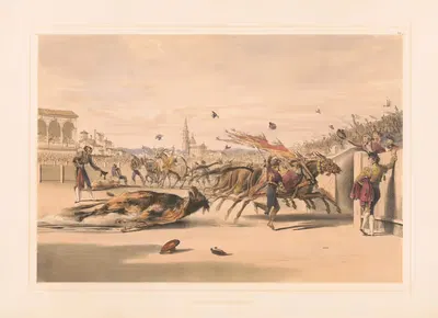 Мулы, вытаскивающие быка by Уильям Генри Лейк Прайс, 1860-1870 — digital art print download