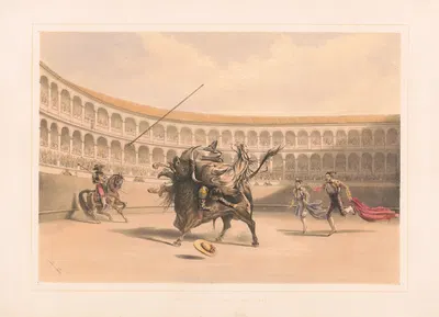 Бык, сбрасывающий пикадора и лошадь by Уильям Генри Лейк Прайс, 1860-1870 — digital art print download