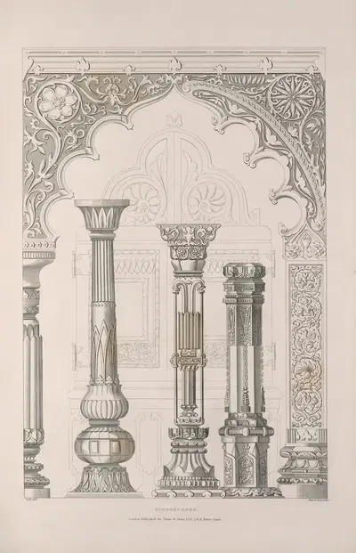 Rudiments of curvilinear design Pl.13 by George Phillips, 1839 — digital art print download