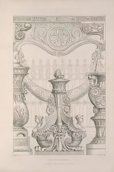 Rudiments of curvilinear design Pl.41 by George Phillips, 1839 — digital art print download