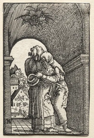 The Embrace of Joachim and Anne at the Golden Gate by Альбрехт Альтдорфер, c. 1515 — digital art print download