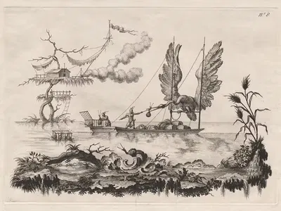 Лодка, паруса которой – крылья огромной птицы by Филиппо Морган, 1769 — digital art print download