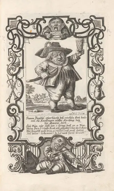 Simon Flenschl, Oberknecht deß reichen frey bauren zu Knolfingen auffm Kirchtag bey der Gmain Zech, Pl. 38 by Elias Baeck,…