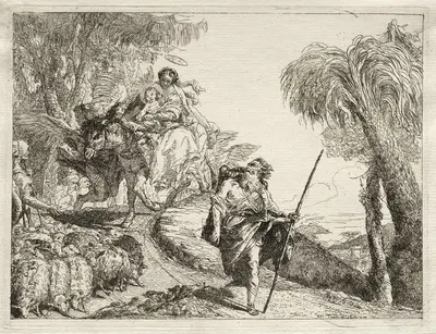 Святая семья и стадо овец by Джованни Доменико Тьеполо, 1750–1753 — digital art print download