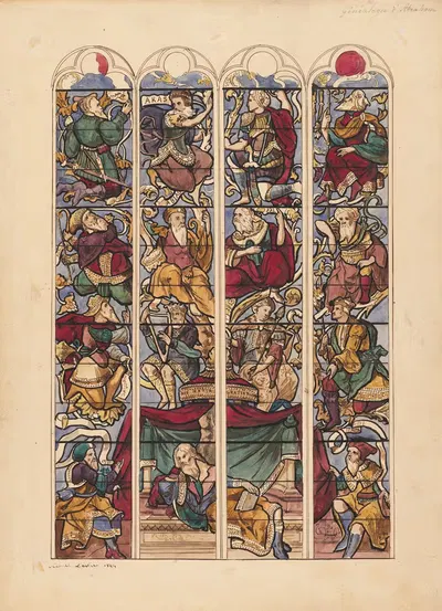 Study for Four Stained Glass Windows 'Généalogie d'Abraham' by Achille Devéria, 1844 — digital art print download