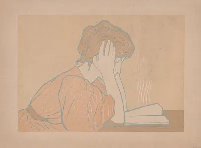 Молодая женщина читает by Александр Шарпентье, 1896 — digital art print download