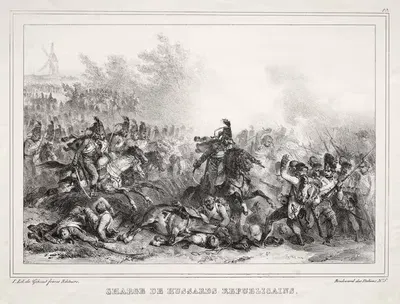 Заряд республиканских гусаров by Денис Огюст Мари Раффе, 1832 — digital art print download