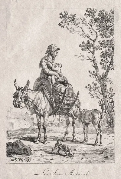 Материнская забота by Карл Верне, c. 1818 — digital art print download