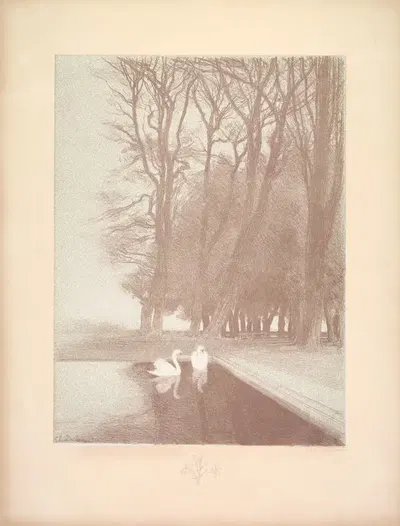 Пейзаж, Плита 6, Ремарка, Лилии by Шарль Мари Дюлак, 1892–1893 — digital art print download
