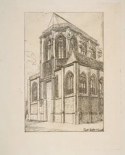 Chevet de St. Martin-sur-Renelle (The apse of the Church of St. Martin-sur-Renelle, Paris, after Langlois) by Charles…