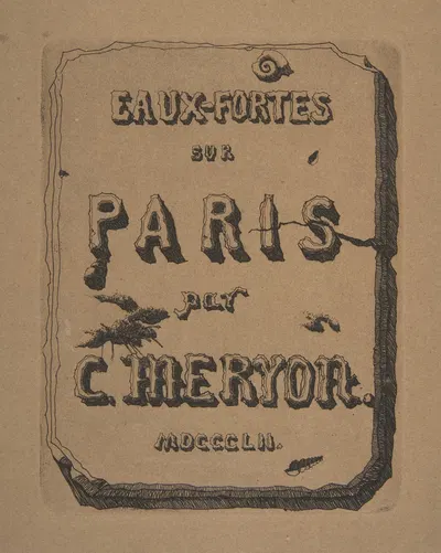 Etchings of Paris; Title page to the suite by Charles Meryon, 1852 — digital art print download