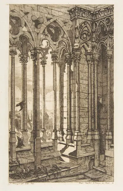 Gallery, Nôtre-Dame Cathedral, Paris by Charles Meryon, 1853 — digital art print download