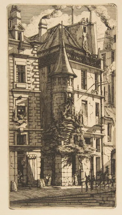 House with a Turret, rue de la Tixéranderie, Paris by Charles Meryon, 1852 — digital art print download