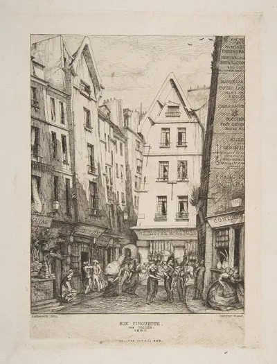 Rue Pirouette aux Halles (Rue Pirouette aux Halles, Paris, after Laurence) by Charles Meryon, 1860 — digital art print…
