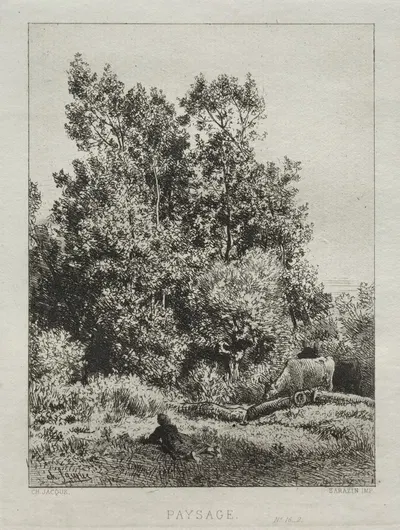 Пейзаж by Шарль Эмиль Жак, 1864 — digital art print download