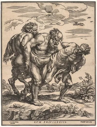 Силен, сопровождаемый сатиром и фауном by Христоффель Егер, 1630 — digital art print download