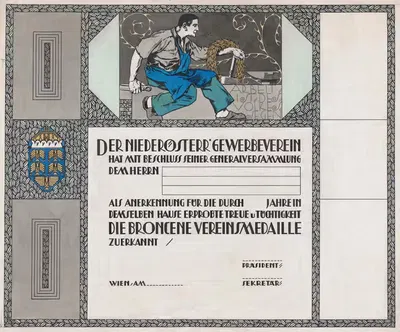 Design for a certificate of citizenship, awarded by the city of Vienna. by Erwin Puchinger — digital art print download