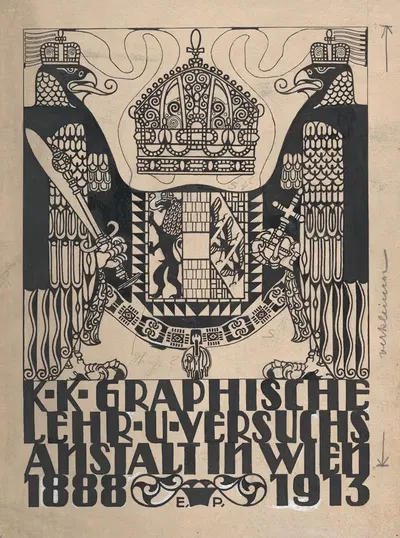 Design for a cover or title page for the 25th anniversary publication of the Viennese Graphic Design School by Erwin…
