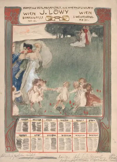 Design for a poster of calendar for J. Löwy, Vienna by Erwin Puchinger — digital art print download