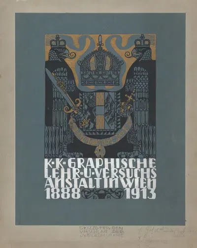 Design for the cover of the 25th anniversary publication of the Viennese Graphic Design School by Erwin Puchinger, 1913 —…