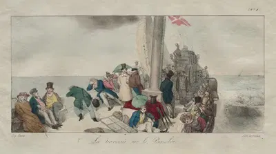 Сувениры Лондона; Переправа на пакетном судне by Эжен Лами, 1826 — digital art print download