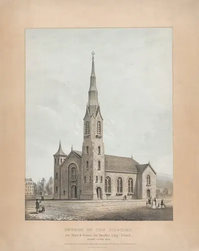 Церковь Пилигримов, Бруклин, Нью-Йорк by Франсес Флора Бонд Палмер, 1844 — digital art print download