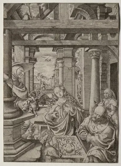 Adoration of the Shepherd by Frans Crabbe van Esplegem — digital art print download
