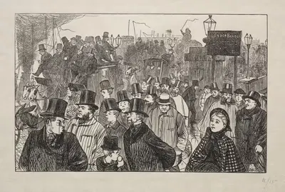 Живой поток у Лондонского моста – На мосту by Джордж Дю Мориэ, 1863 — digital art print download