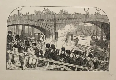 Живой поток у Лондонского моста – Под мостом by Джордж Дю Мориэ, 1863 — digital art print download