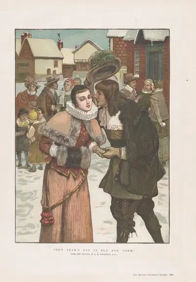 Новый год в старом Нью-Йорке by Джордж Генри Ботон, 1882 — digital art print download