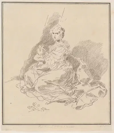 Женская фигура, сидящая в длинном платье by Джузеппе Канале, 1775 — digital art print download
