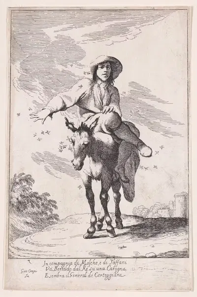 Плита 1; Бертольдо на осле by Джузеппе Мария Крепси, 1705–1715 — digital art print download