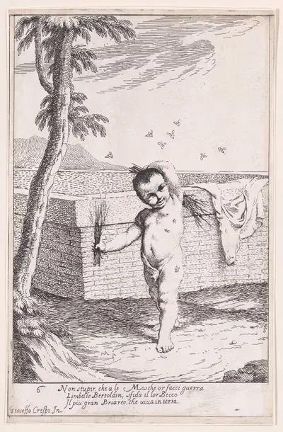 Плита 12; Бертольдино бьет себя, чтобы убить мух by Джузеппе Мария Крепси, 1705–1715 — digital art print download