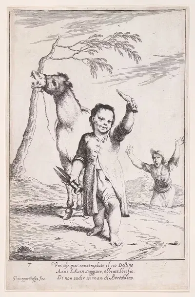 Пл. 14; Бертолдино отрезает уши ослу садовника by Джузеппе Мария Крепси, 1705–1715 — digital art print download