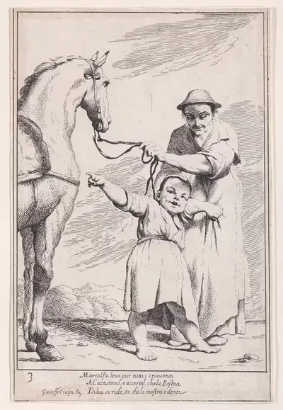 Плита 17; Марколфа показывает Какосенну лошадь by Джузеппе Мария Крепси, 1705–1715 — digital art print download