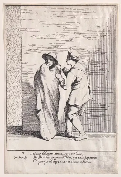 Плита 4; Бертольдо, запихнутый в мешок by Джузеппе Мария Крепси, 1705–1715 — digital art print download