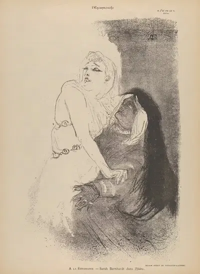 At the Théâtre de la Renaissance; Sarah Bernhardt in Phèdre by Henri de Toulouse-Lautrec, 1893 — digital art print download