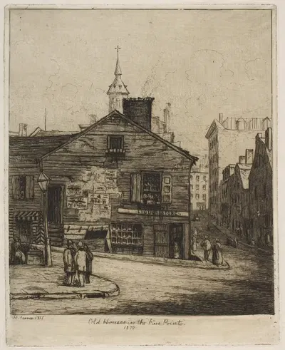 Старые дома в 'Пяти точках', 1870, из 'Сцен старого Нью-Йорка'. by Генри Фаррер, 1871 — digital art print download