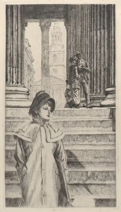 The Portico of the National Gallery, London by James Tissot, 1878 — digital art print download