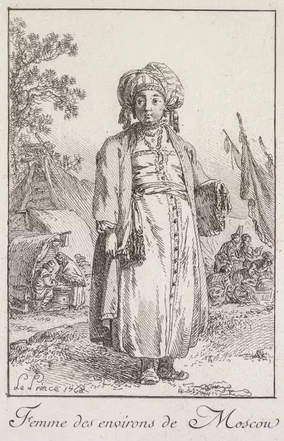 Женщина из пригородов Москвы by Жан-Батист Лё Пренс, 1768 — digital art print download