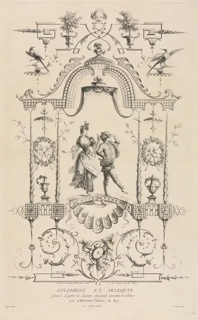 Коломбина и Арлекин by Жан Муаро, c. 1729 — digital art print download