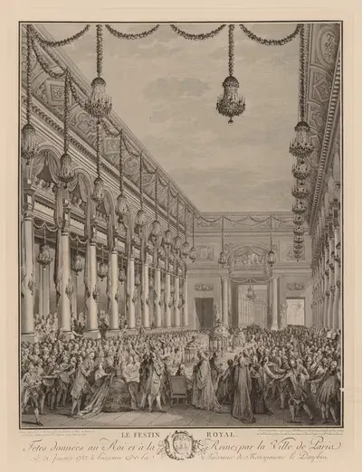 Королевский пир в мэрии, 21 января 1782 by Жан-Мишель Моро ле Жён, 1782 — digital art print download