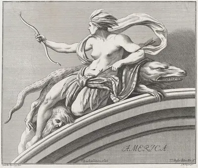 Аллегория Америки, из Четырех Континентов by Иоганн Юстин Прейслер, 1732 — digital art print download